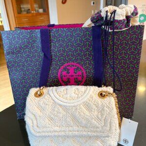 Tory Burch Fleming Soft Boucle Small Convertible Shoulder Bag,  New Cream